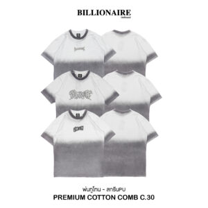 เสื้อOversizedทูโทน สกรีนPU+ยกบล็อก Cotton Comb C.30